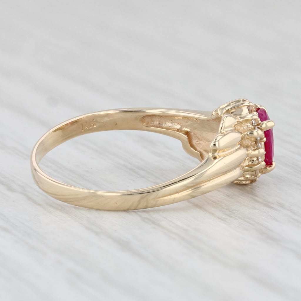 Light Gray 0.85ctw Ruby Diamond Ring 14k Yellow Gold Bypass Size 6.75