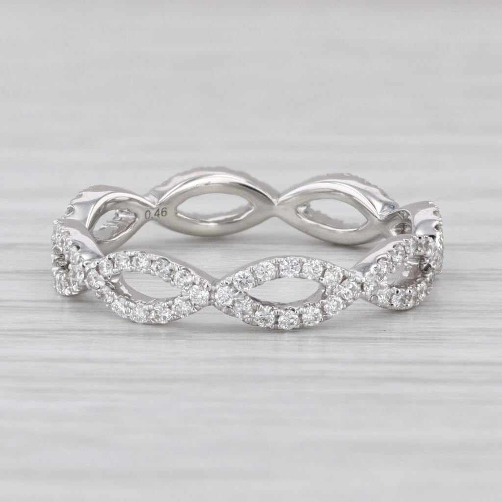 0.46ctw Diamond Woven Eternity Ring 14k White Gold Size 7 Stackable Wedding Band