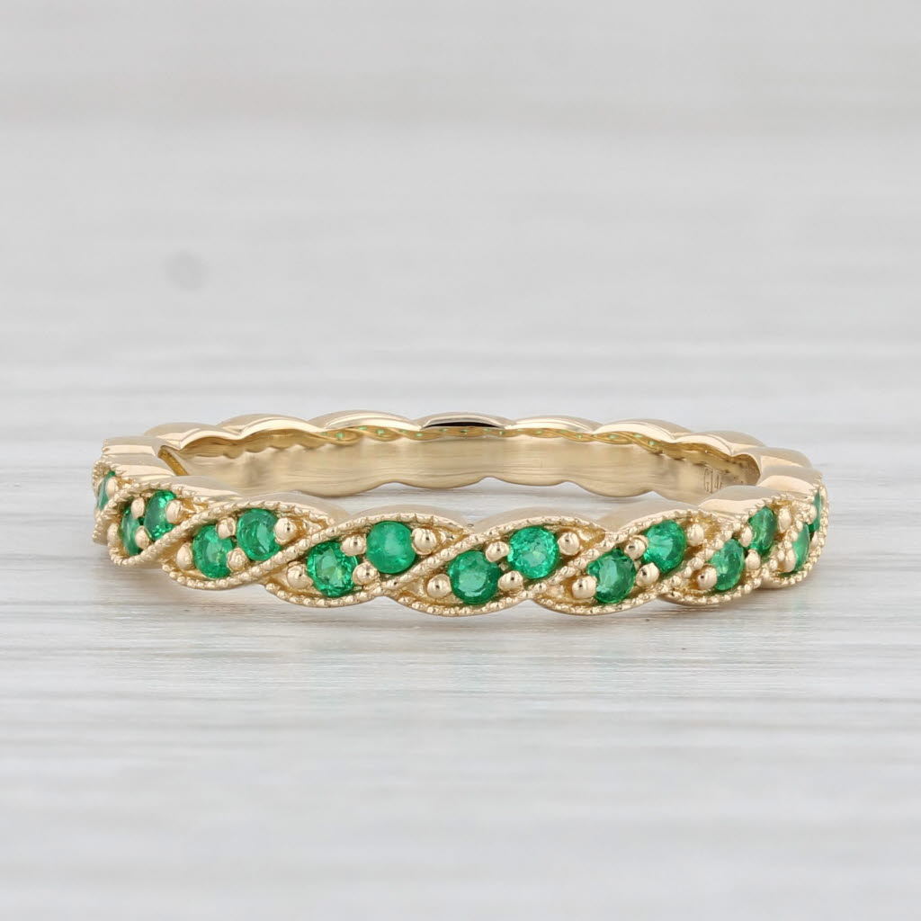 Light Gray New 0.21ctw Emerald Ring 14k Yellow Gold Wedding Band Stackable Size 6.25