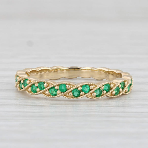 New 0.21ctw Emerald Ring 14k Yellow Gold Wedding Band Stackable Size 6.25