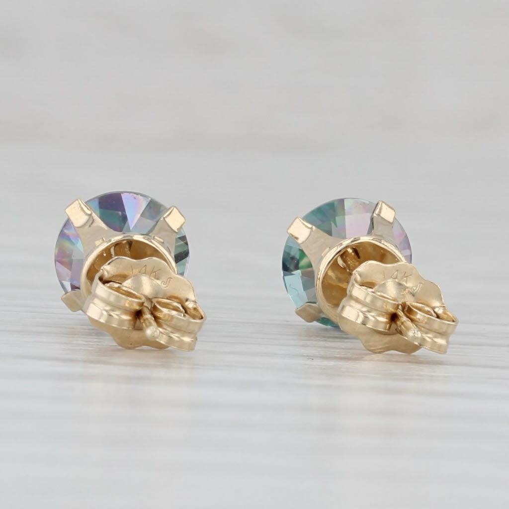 Light Gray 2ctw Mystic Topaz Stud Earrings 14k Yellow Gold Round Solitaire Studs