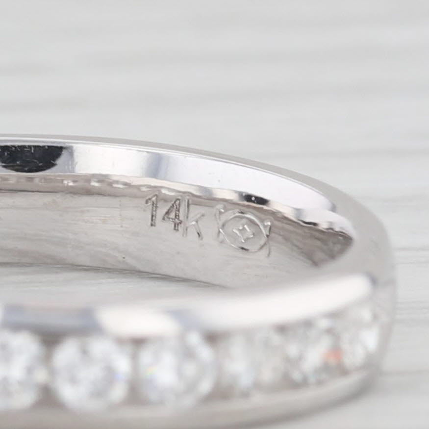 Light Gray 0.50ctw Diamond Wedding Band 14k White Gold size 6 Stackable Anniversary Ring