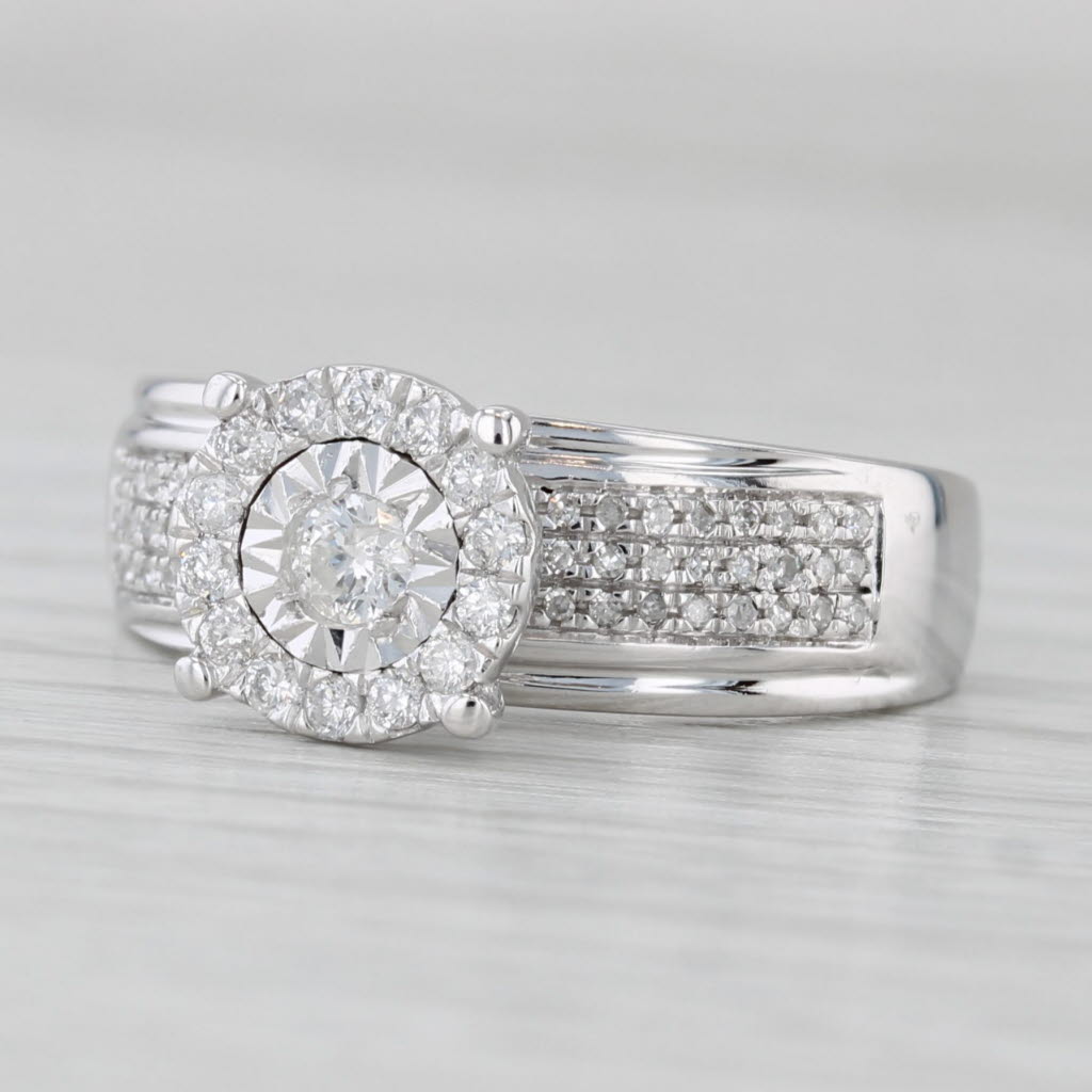0.32ctw Diamond Engagement Ring 10k White Gold Size 7