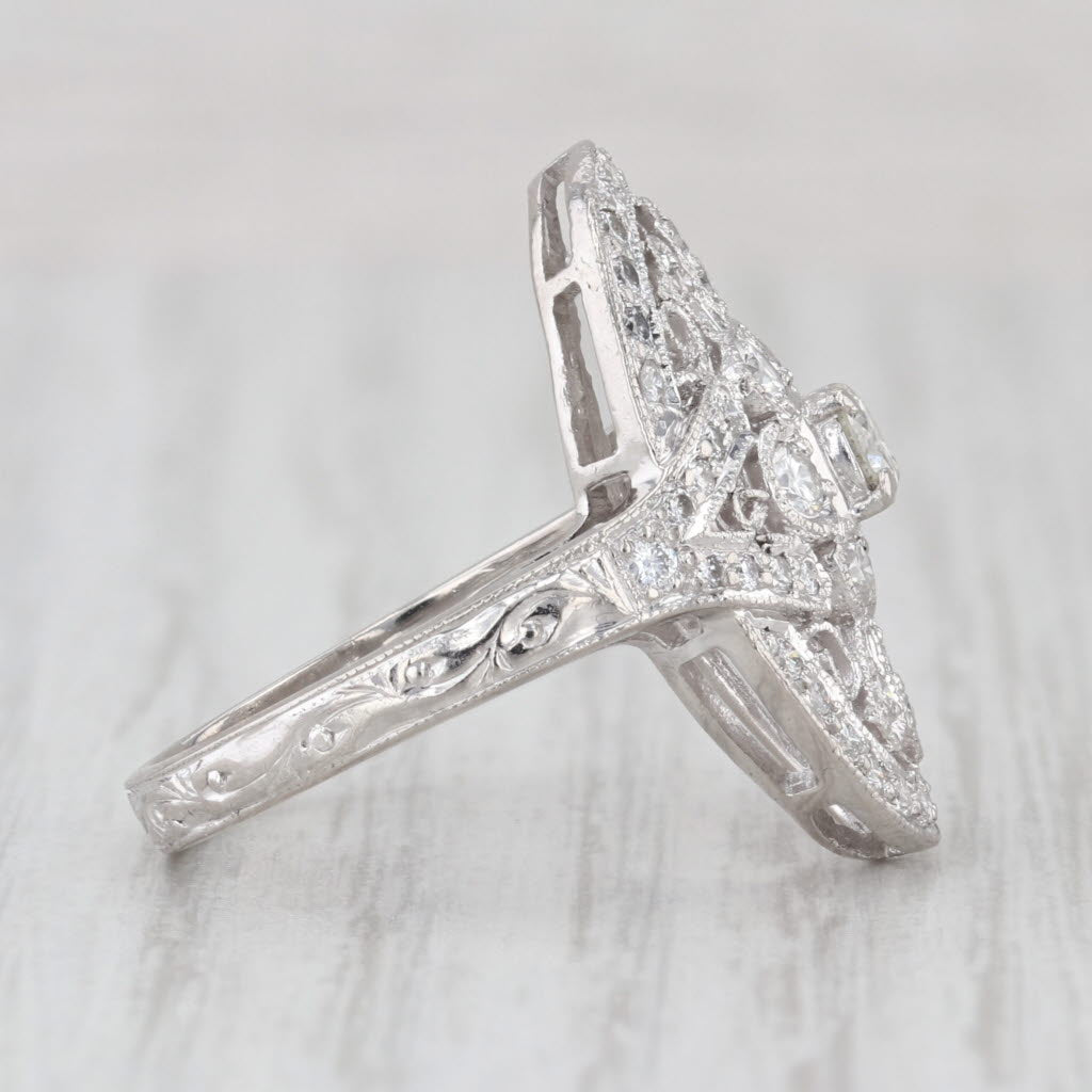 1ctw Diamond Flower Cluster Cocktail Ring 900 Platinum Size 6.5