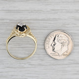 Onyx Diamond Signet Ring 10k Yellow Gold Size 6 Vintage