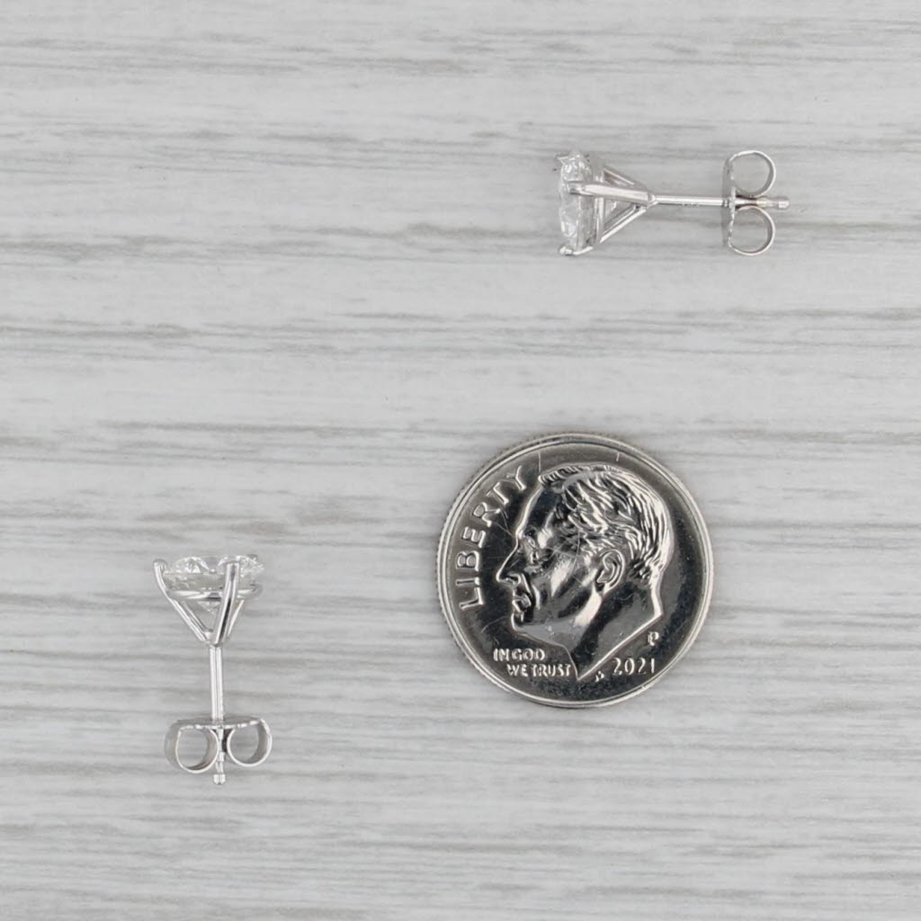 IGI 2.02ctw VS1 Lab Grown Diamond Stud Earrings 14k White Gold Solitaire Studs
