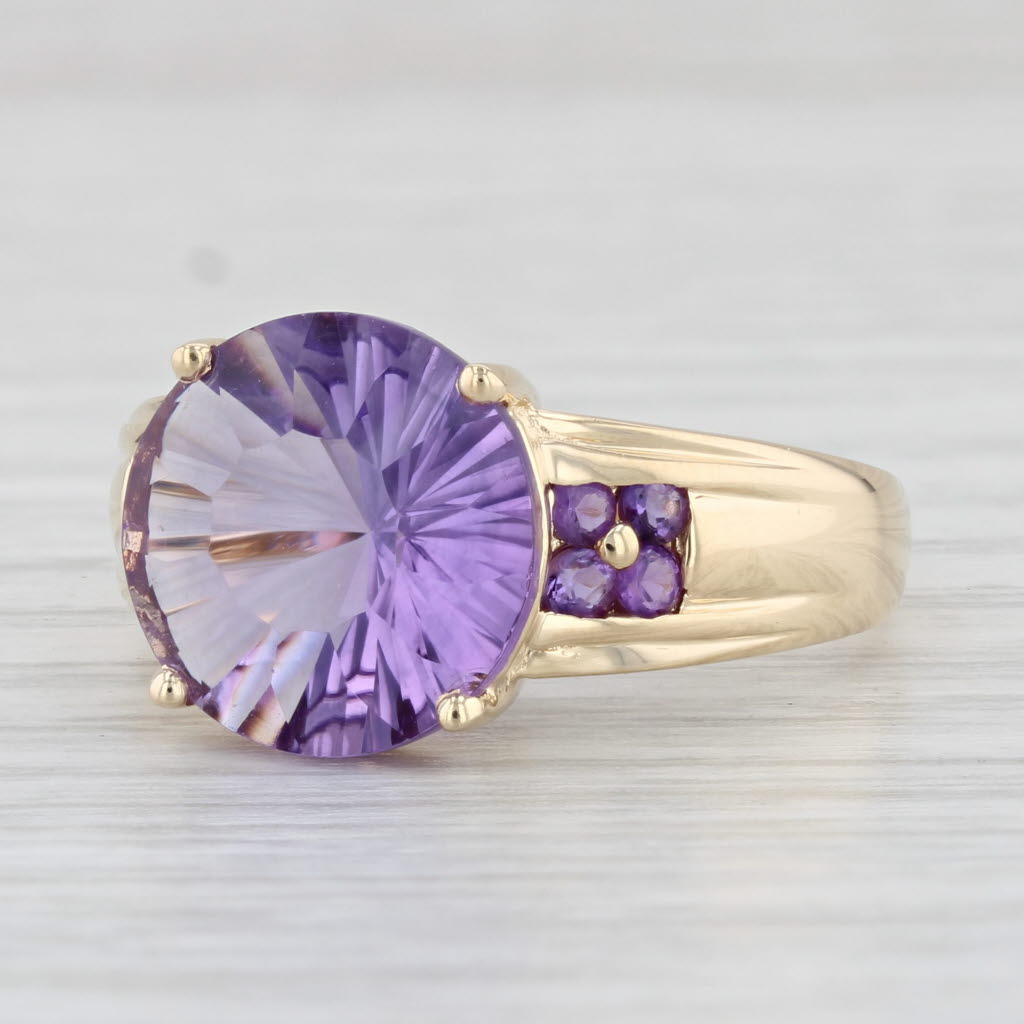 Light Gray 4.42ctw Round Amethyst Ring 14k Yellow Gold Size 9.25