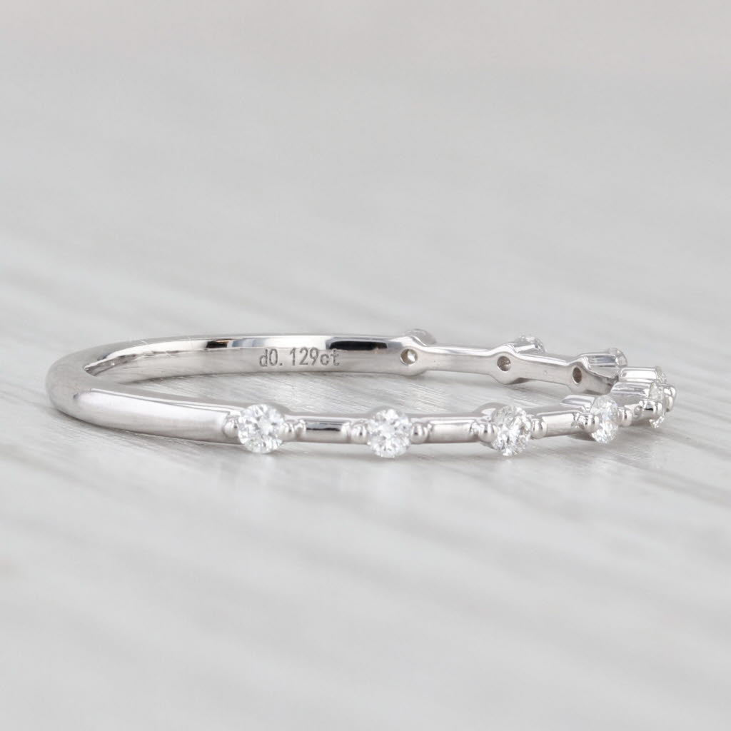 Light Gray New 0.13ctw Diamond Wedding Band 14k White Gold Stackable Anniversary Ring 6.75