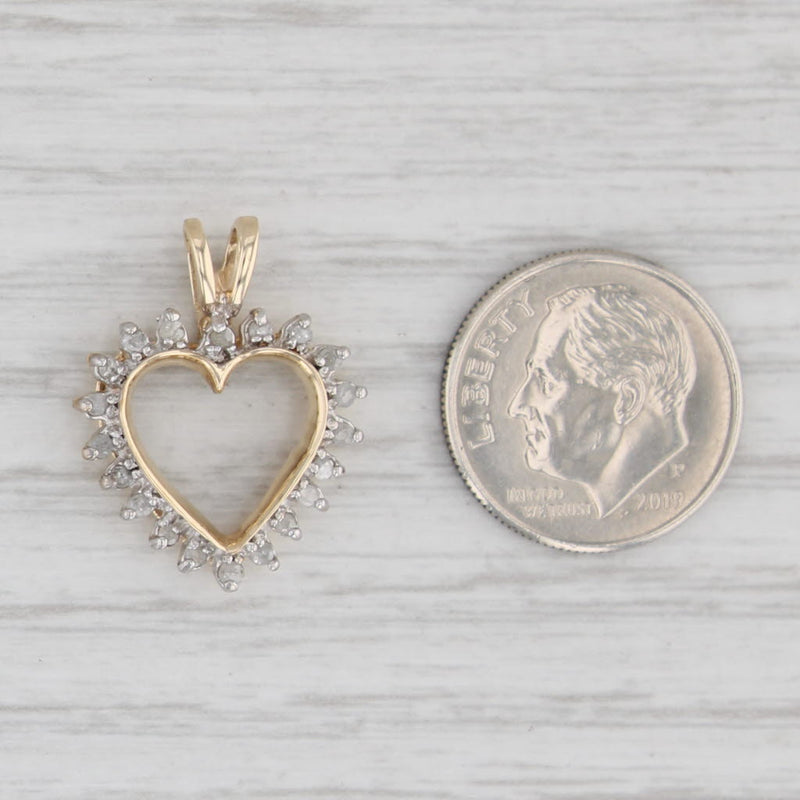 Gray 0.18ctw Diamond Framed Heart Pendant 10k Yellow Gold