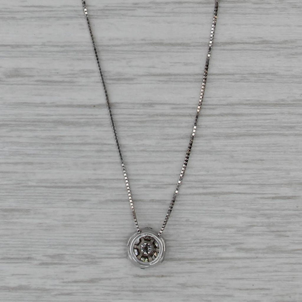 0.48ctw Diamond Cluster Pendant Necklace 14k White Gold 18" Box Chain