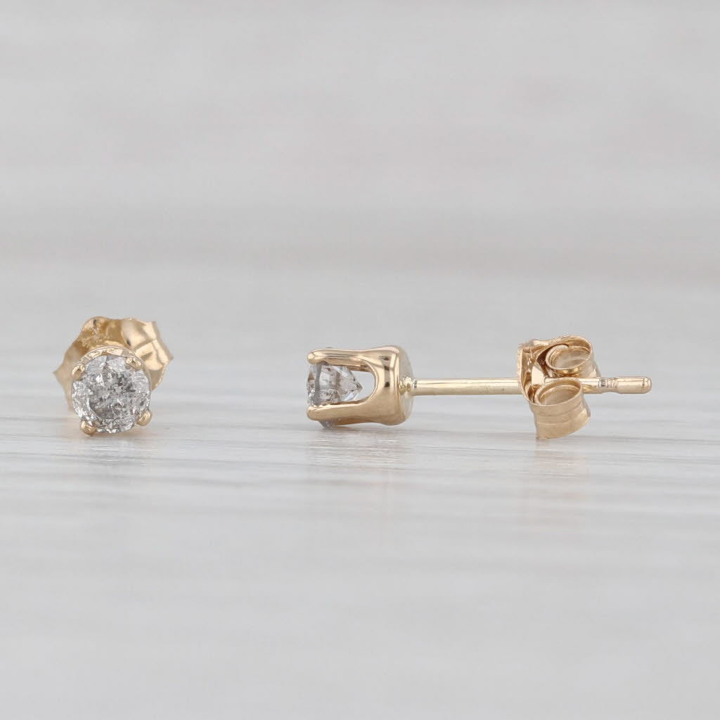 Light Gray 0.20ctw Round Brilliant Diamond Solitaire Stud Earrings 14k Yellow Gold