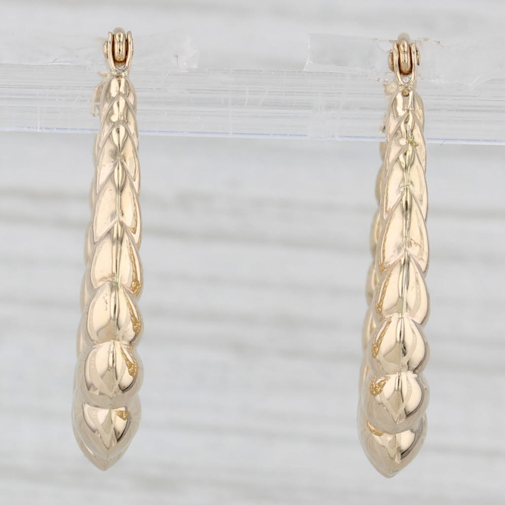 Light Gray New 14k Yellow Gold Scalloped Snap Top Hoop Earrings