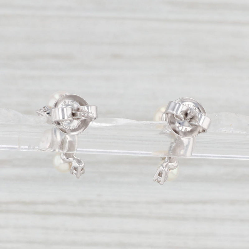 Light Gray Mikimoto Bubbles Cultured Akoya Pearl Diamond Earrings 14k White Gold Drops