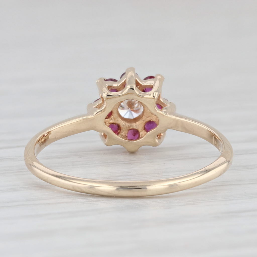 Light Gray 0.40ctw Ruby Diamond Flower Cluster Ring 14k Yellow Gold Size 8.25