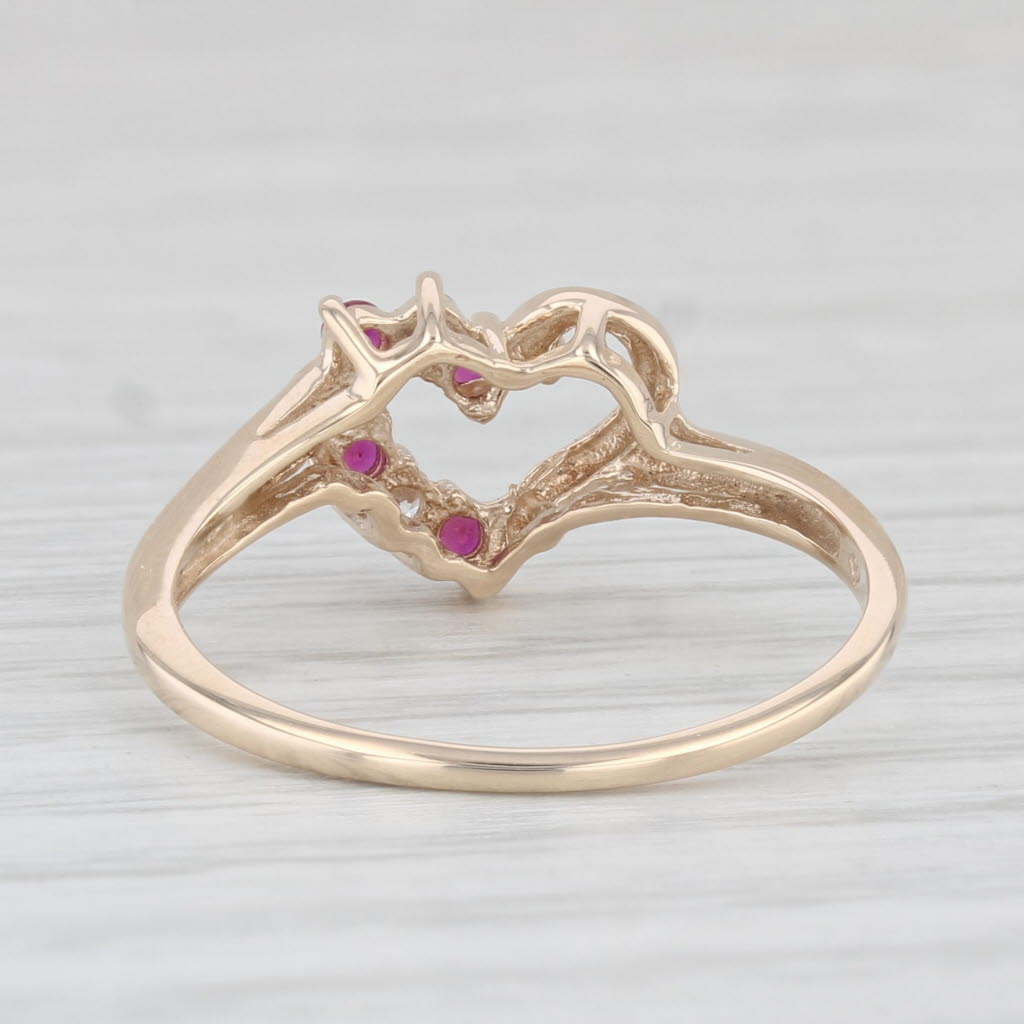 Light Gray Lab Created Ruby Cubic Zirconia Heart Ring 10k Yellow Gold Size 7