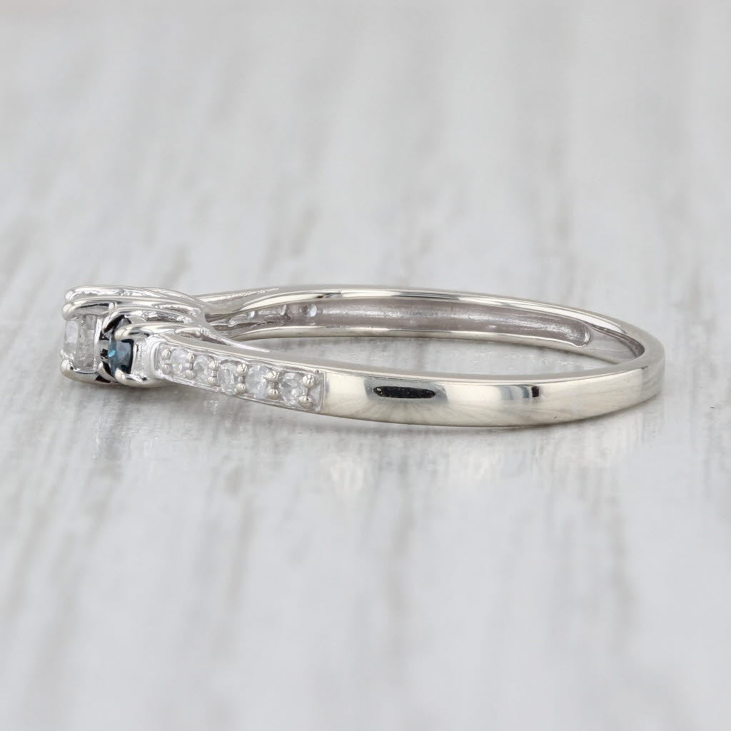 0.30ctw White Blue Diamond Engagement Ring 10k White Gold Size 7 3-Stone