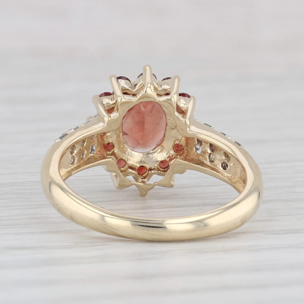 Light Gray Orange Sunstone Simulated Diamond Ring 10k Yellow Gold Size 6