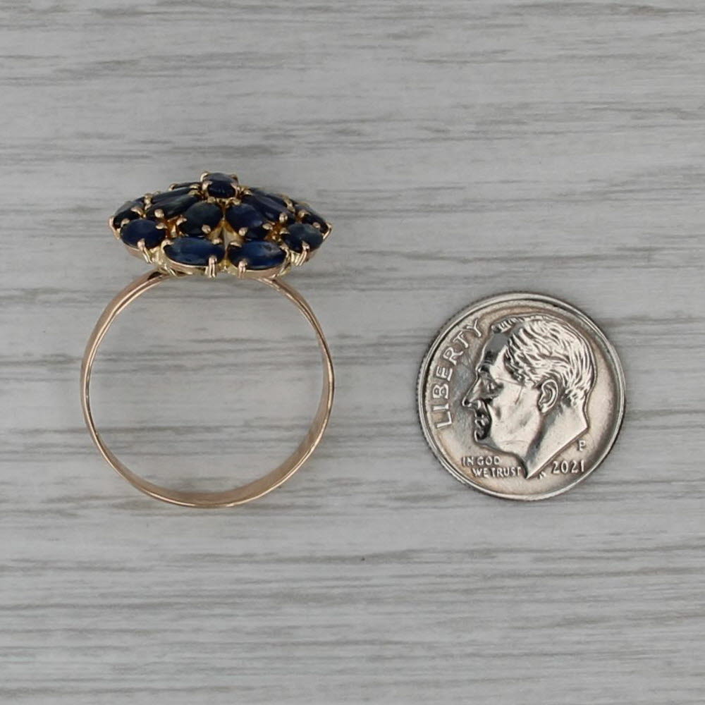 6.20ctw Sapphire Cluster Cocktail Ring 14k Yellow Gold Size 10.5