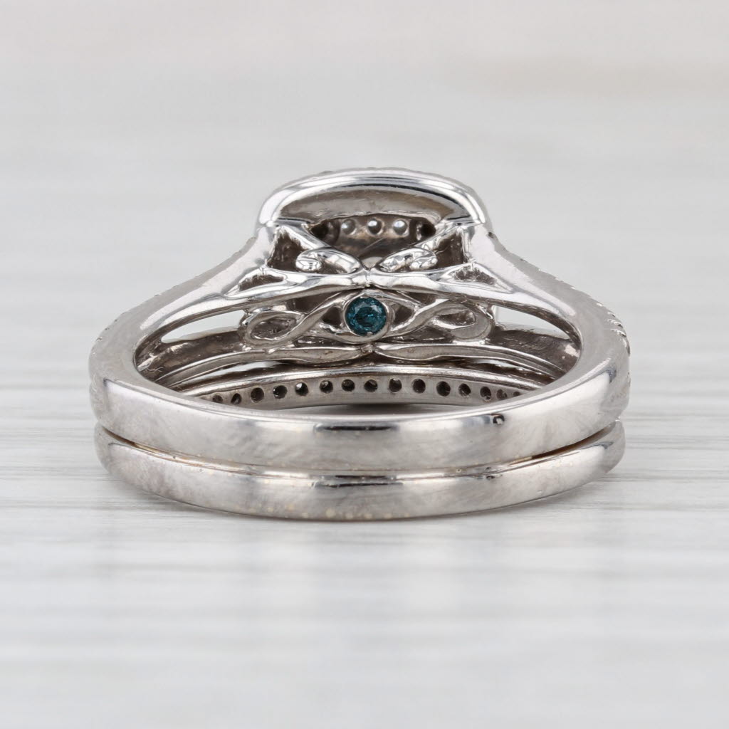 1.07ctw Round Diamond Halo Soldered Bridal Set Engagement Wedding 14k White Gold