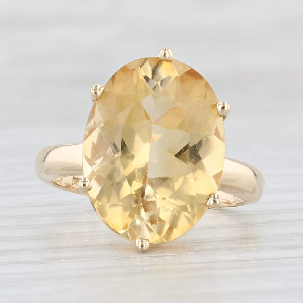 Light Gray 8.75ct Oval Citrine Solitaire Ring 10k Yellow Gold Size 6.75