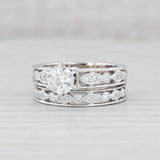 Light Gray 1.33ctw Diamond Engagement Ring Wedding Band Set 18k White Gold Size 5.75 Floral