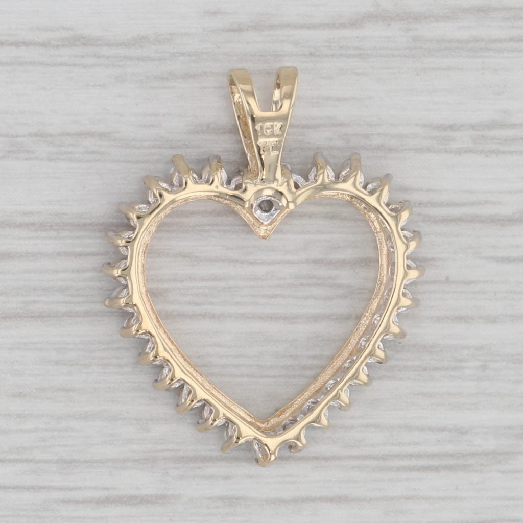 Gray 0.30ctw Diamond Open Heart Pendant 10k Yellow Gold