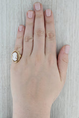 Vintage Carved Shell Cameo Ring 14k Yellow Gold Size 6.25 Oval Figural
