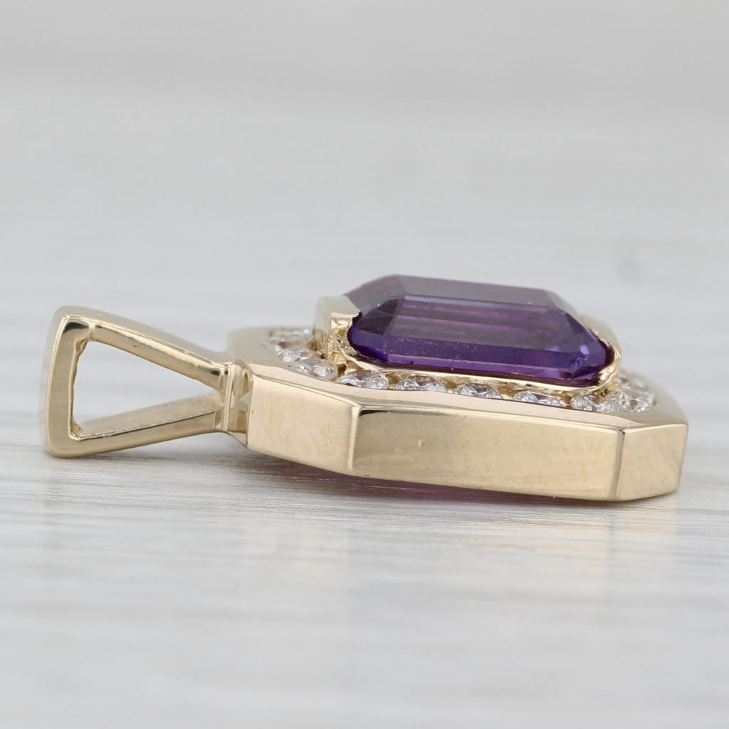 Light Gray 2.60ctw Amethyst Diamond Halo Pendant 14k Yellow Gold