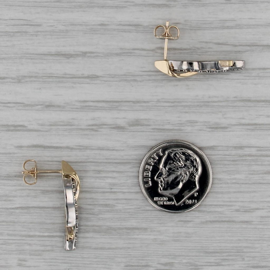 0.26ctw Diamond Journey Drop Earrings 14k Yellow White Gold