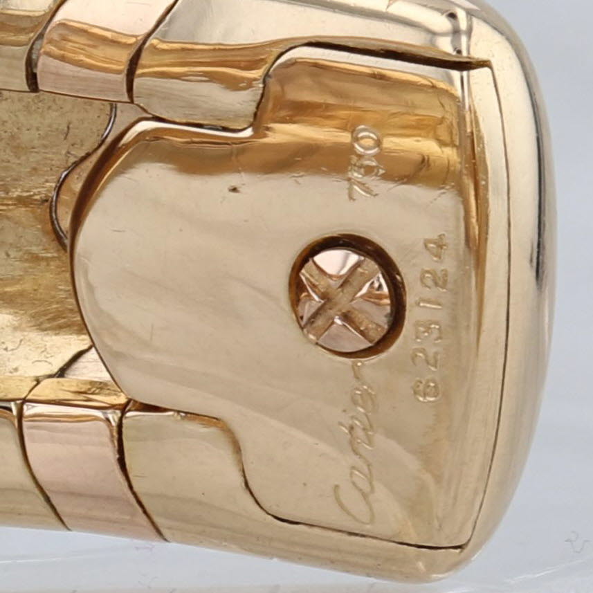 Cartier Tri-Gold Wave Cuff Bracelet 18k White Yellow Rose Gold 6.5" 14.7mm