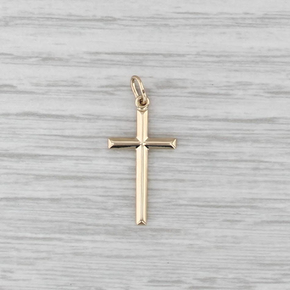 Small Beveled Cross Pendant 10k Yellow Gold Small Drop
