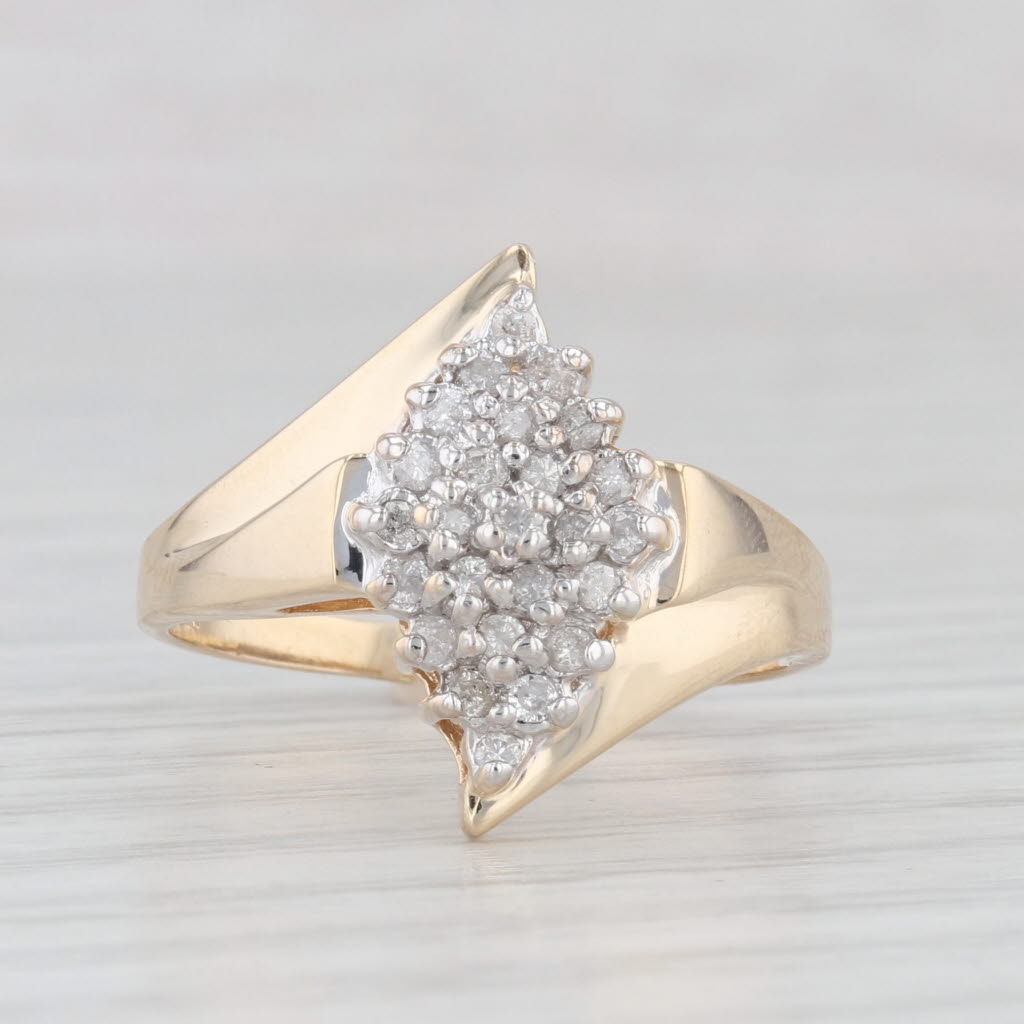 Light Gray 0.25ctw Diamond Cluster Bypass Ring 10k Yellow Gold Size 8.5