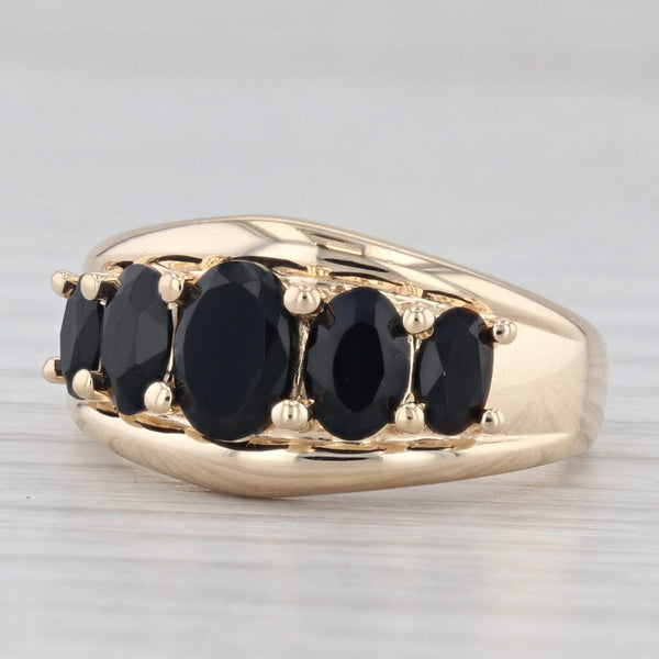 Light Gray Graduated Tiered Black Onyx Ring 14k Yellow Gold Size 7