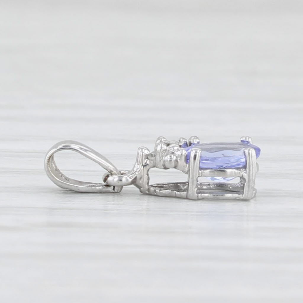 Light Gray 0.30ct Small Tanzanite Teardrop Pendant 10k White Gold Diamond Accents