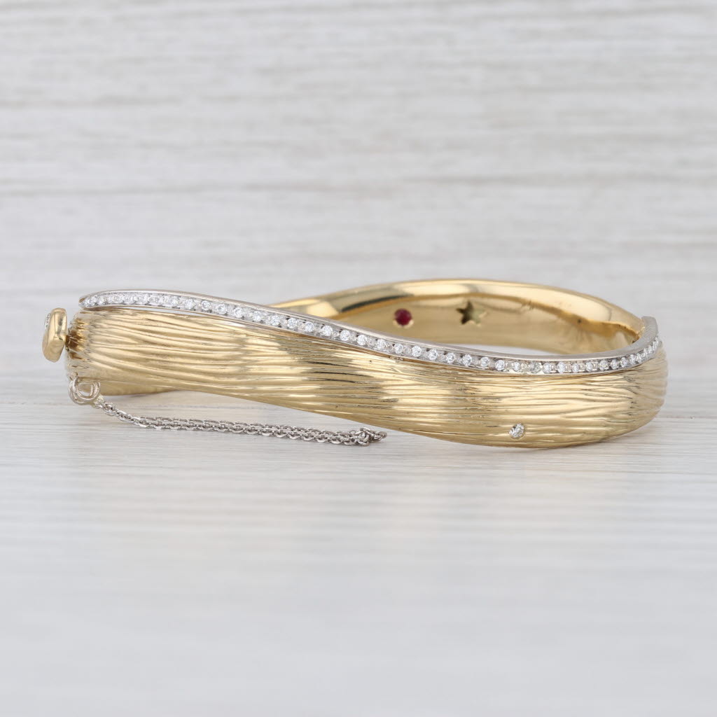 Roberto Coin Elephant Collection 0.50ctw Diamond Bangle Bracelet 18k Yellow Gold