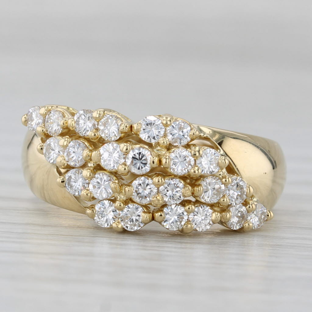 Gray 1ctw Diamond Cluster Ring 18k Yellow Gold Size 7.5