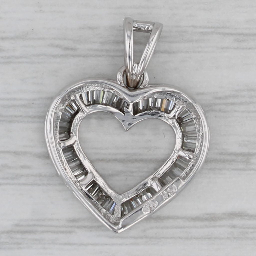 Gray 0.70ctw Diamond Open Heart Pendant 14k White Gold