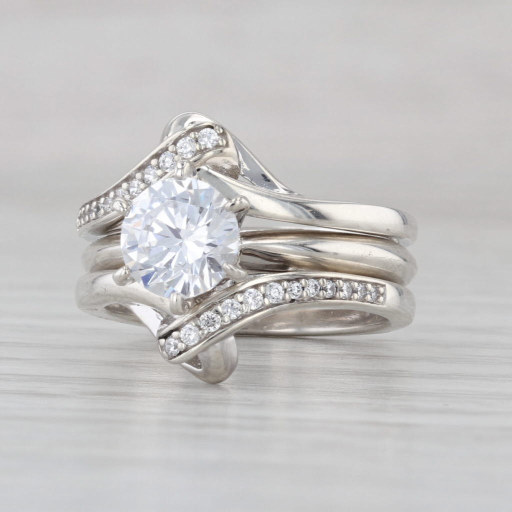 1.43ctw Cubic Zirconia Engagement Ring Wedding Guard Sterling Silver Size 6