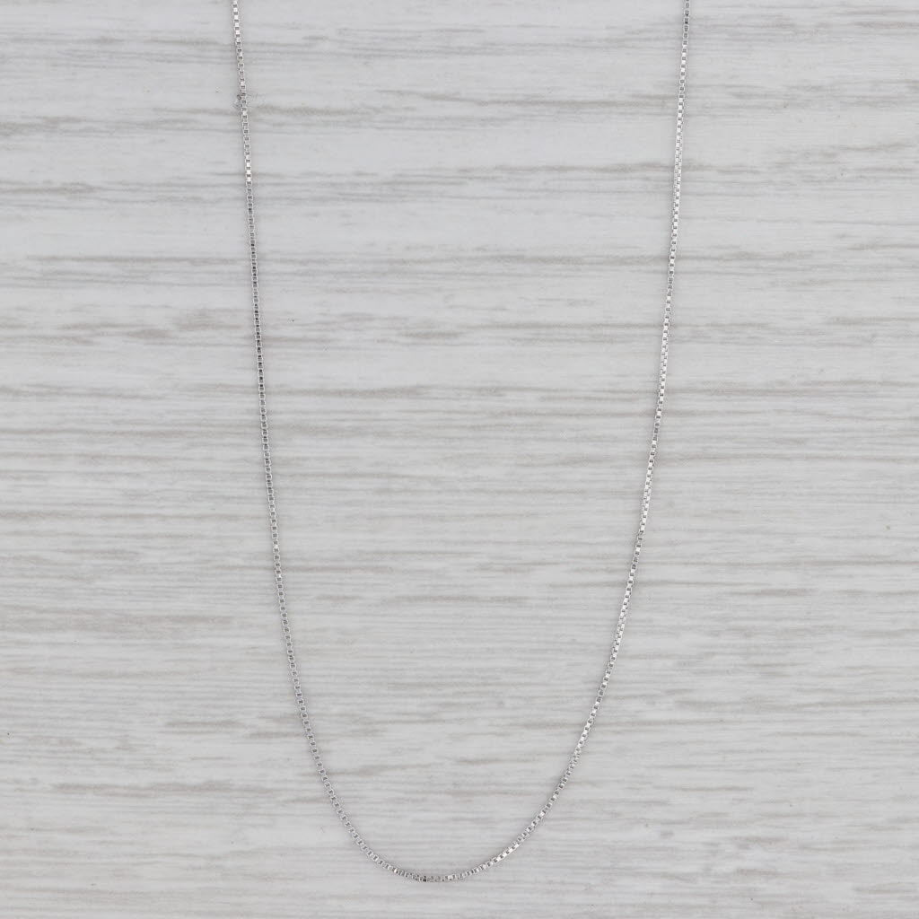 Gray Fine Box Chain Necklace 10k White Gold Adjustable Length 21.5" 0.5mm