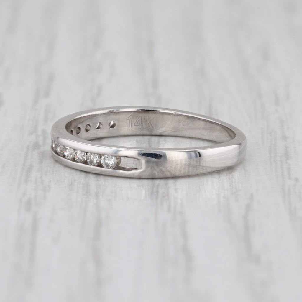 0.20ctw Diamond Wedding Ring 14k White Gold Size 6.5 Stackable Band