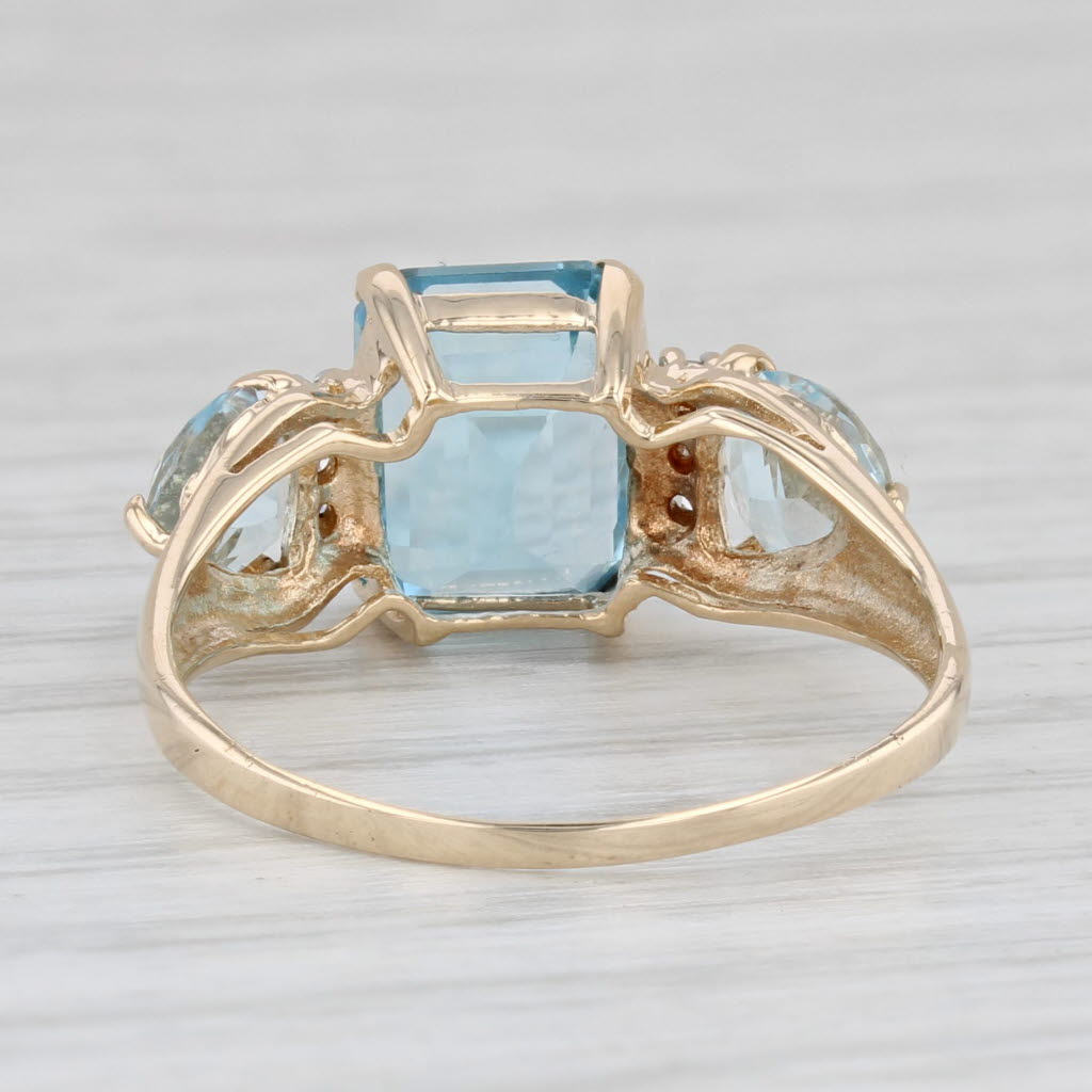 Light Gray 4.25ctw Blue Topaz Diamond Ring 10k Yellow Gold Size 7.5