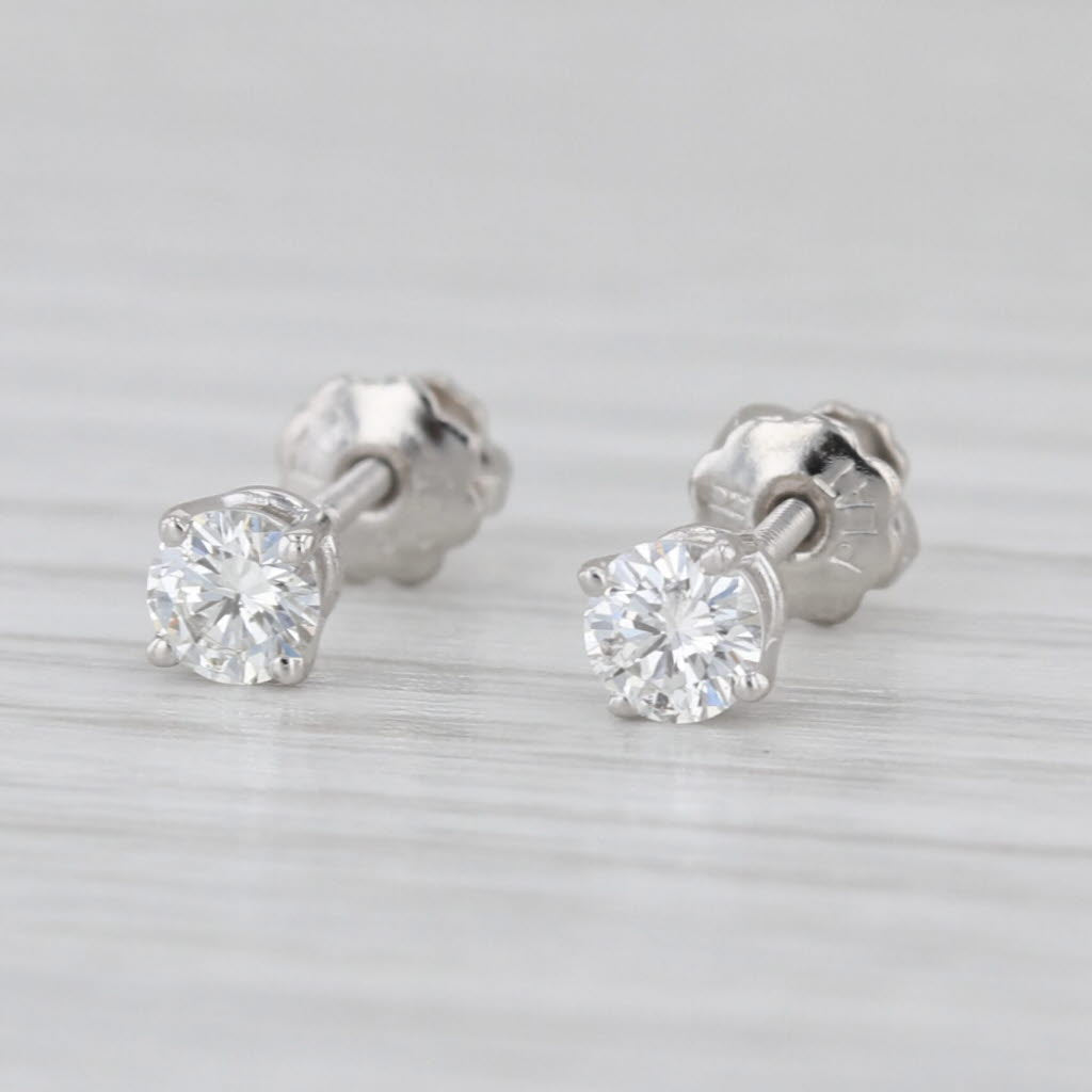 0.30ctw Round Brilliant Diamond Solitaire Stud Earrings Platinum Studs