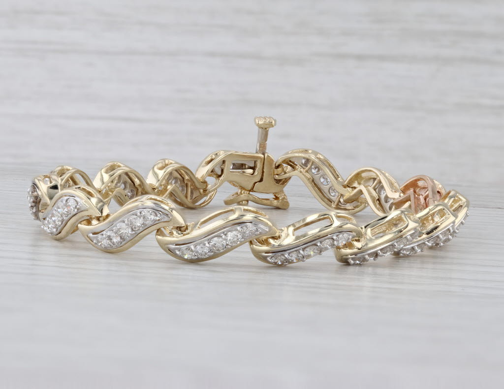 2.80ctw Diamond S-Link Bracelet 14k Yellow Gold 6.75" 8mm