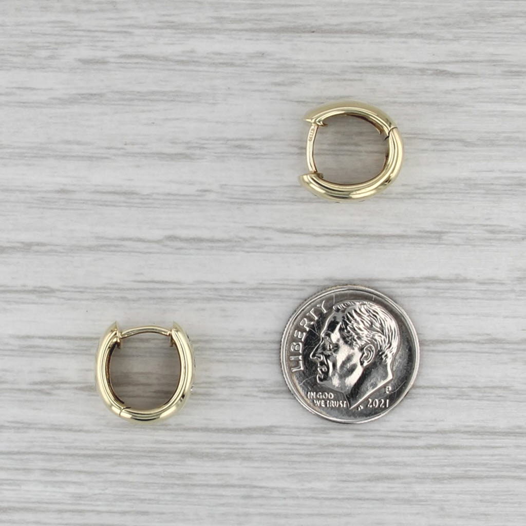 0.10ctw Diamond Dots Hoop Huggie Earrings 14k Yellow Gold Snap Top Round Hoops
