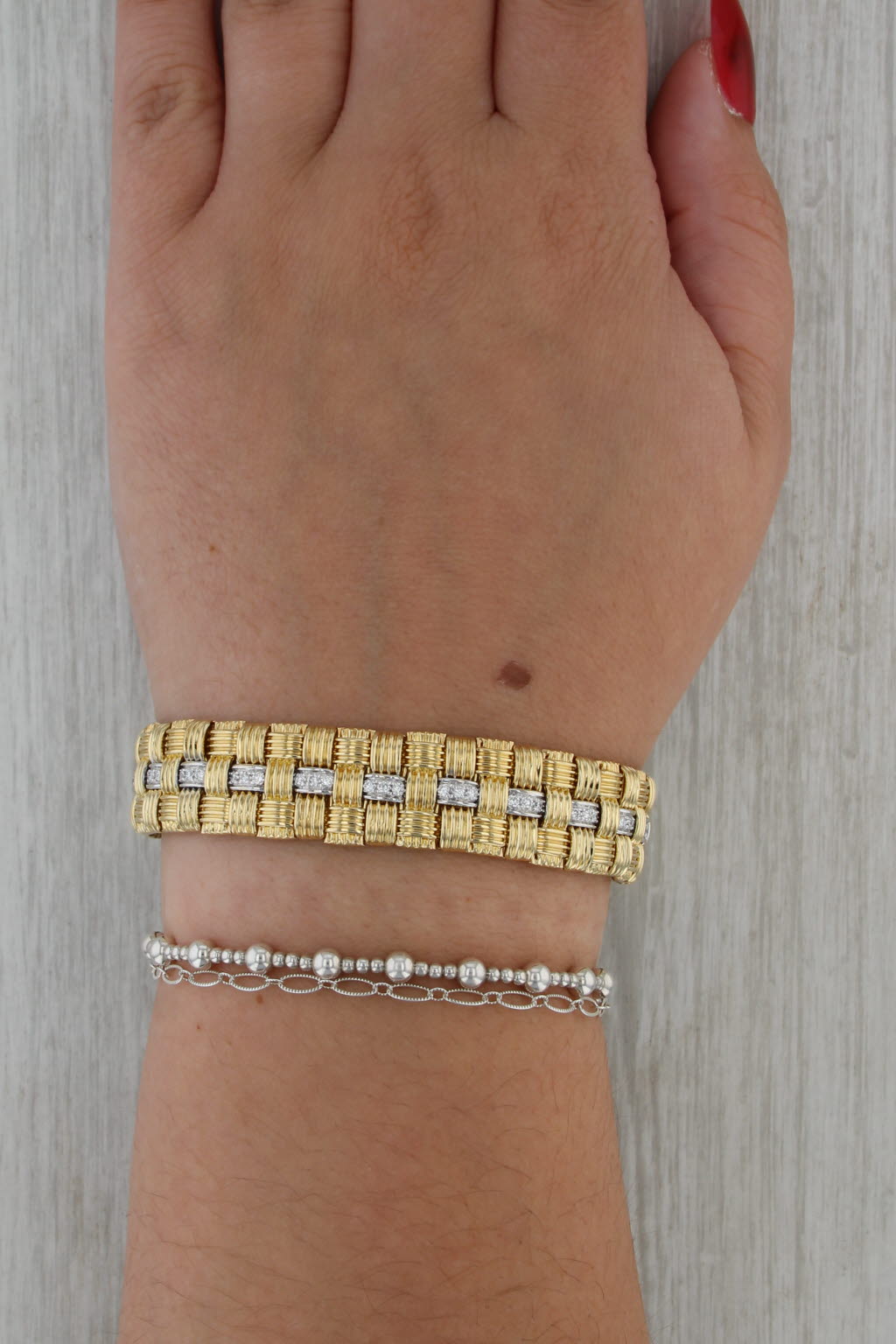 Roberto Coin 1.21ctw Diamond Basketweat Appassionata Bracelet 18k Gold