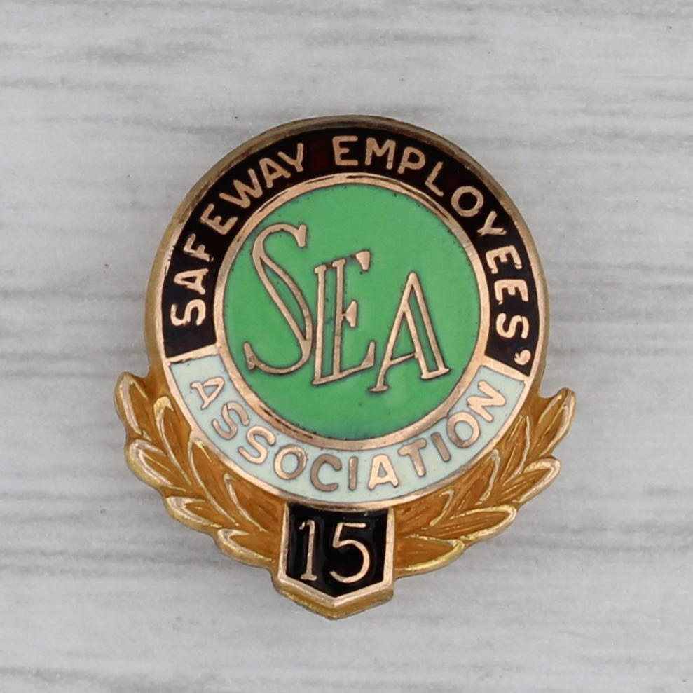 Gray Safeway Employee Association 15 Years Service Pin 1/10 10k Gold Filled Vintage