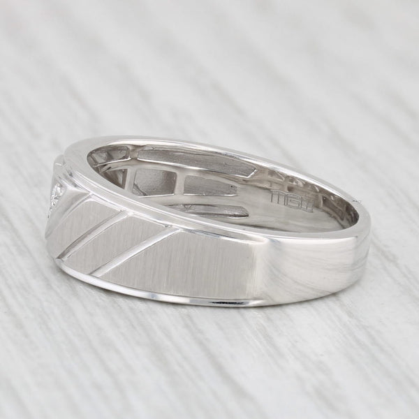 Diamond Men's Wedding Band 10k White Gold Ring