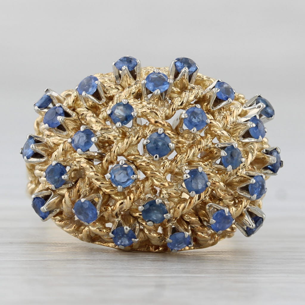 Gray 1.35ctw Blue Sapphire Cluster Ring 18k Yellow Gold Size 8 Cocktail