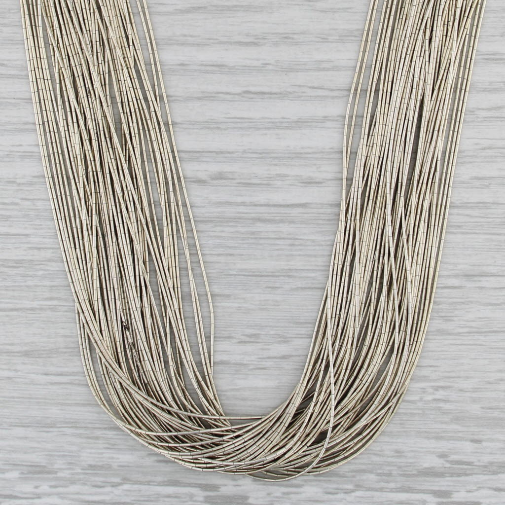 Vintage 51 Strand Liquid Silver Necklace Sterling Silver 24" Statement