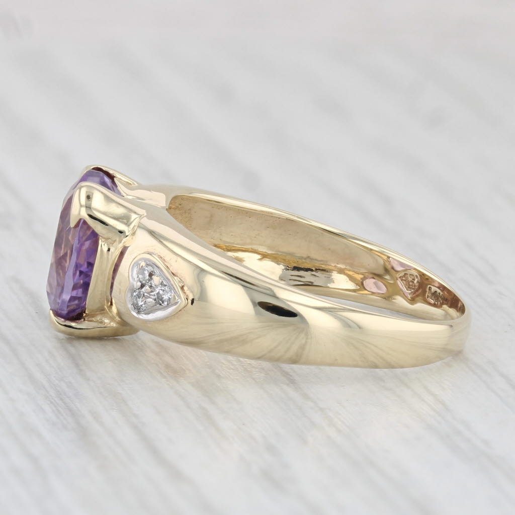 Light Gray 2.40ctw Amethyst Heart Diamond Ring 14k Yellow Gold Size 8.5